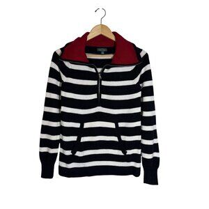 Lauren Ralph Lauren Striped Half Zip Sweater Womens Size M Nautical Preppy Warm